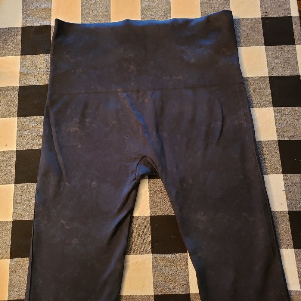 SPANX dark blue watercolor leggings